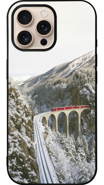 iPhone 16 Pro Max Case Hülle - Silikon schwarz Winter 25 Winter polar express