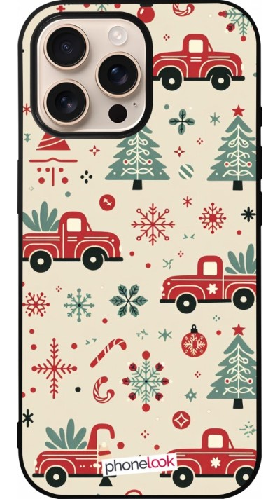 iPhone 16 Pro Max Case Hülle - Silikon schwarz Weihnachten 2024 Lkw Tanne