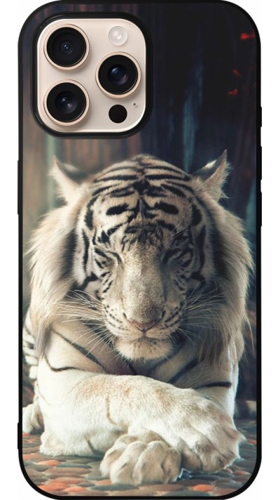 iPhone 16 Pro Max Case Hülle - Silikon schwarz Zen Tiger