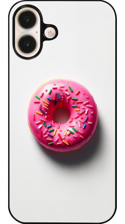 iPhone 16 Plus Case Hülle - Weisser Hintergrund, pinker Donut
