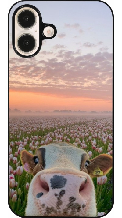 iPhone 16 Plus Case Hülle - Cow with tulips Spring 2026