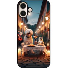 iPhone 16 Plus Case Hülle - Valentin 2024 Hund & Katze Kerzenlicht