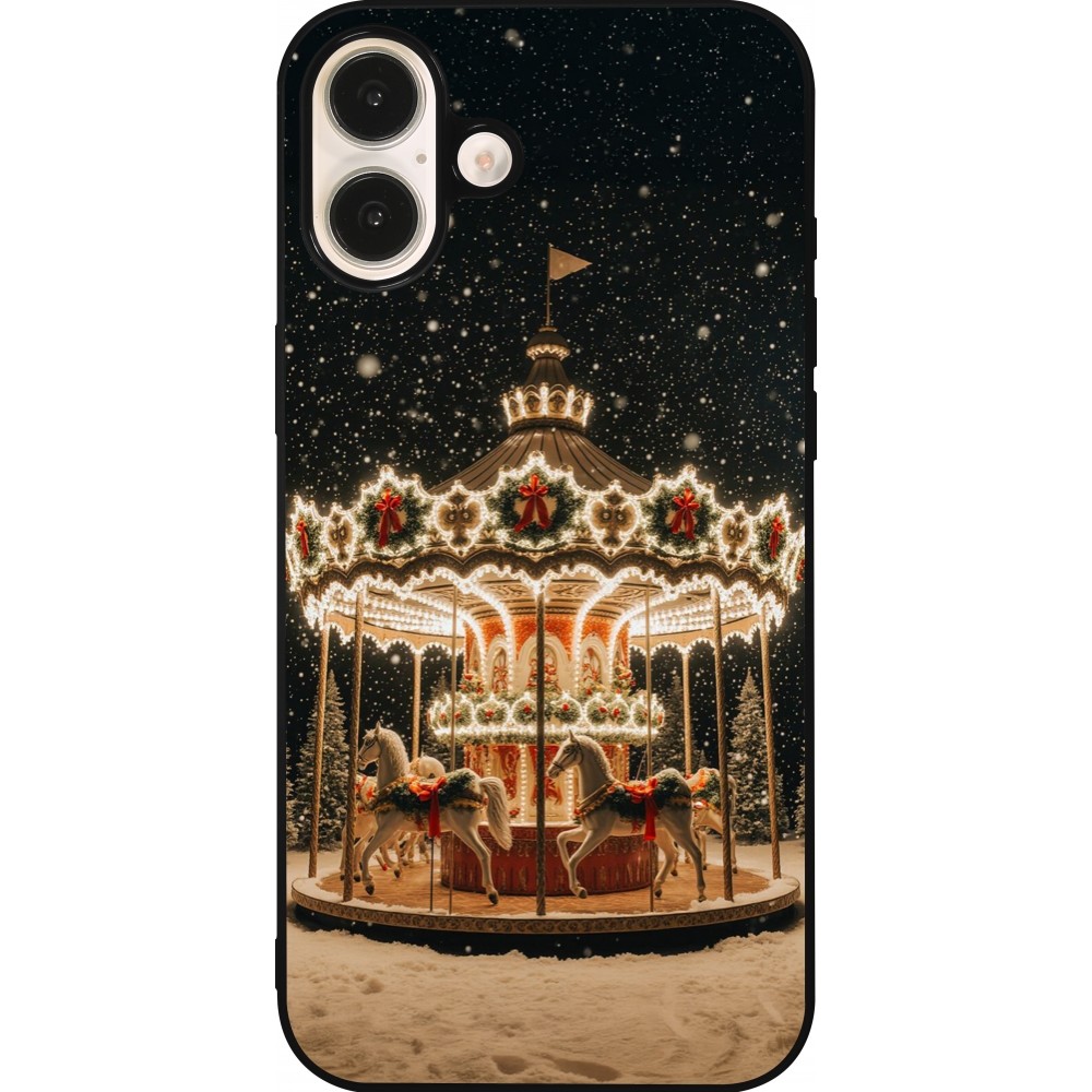 iPhone 16 Plus Case Hülle - Silikon schwarz Christmas 25 Carousel