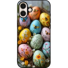 iPhone 16 Plus Case Hülle - Silikon schwarz Easter 2026 Eggs with bees
