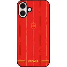 Coque iPhone 16 Plus - Silicone rigide noir Maillot de football Espagne 2026 personnalisable