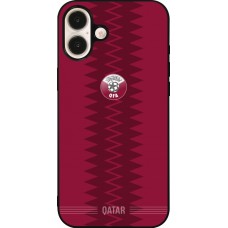Coque iPhone 16 Plus - Silicone rigide noir Maillot de football Qatar 2026 personnalisable
