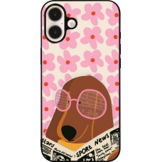 iPhone 16 Plus Case Hülle - Silikon schwarz Dog with newspaper Spring 2026