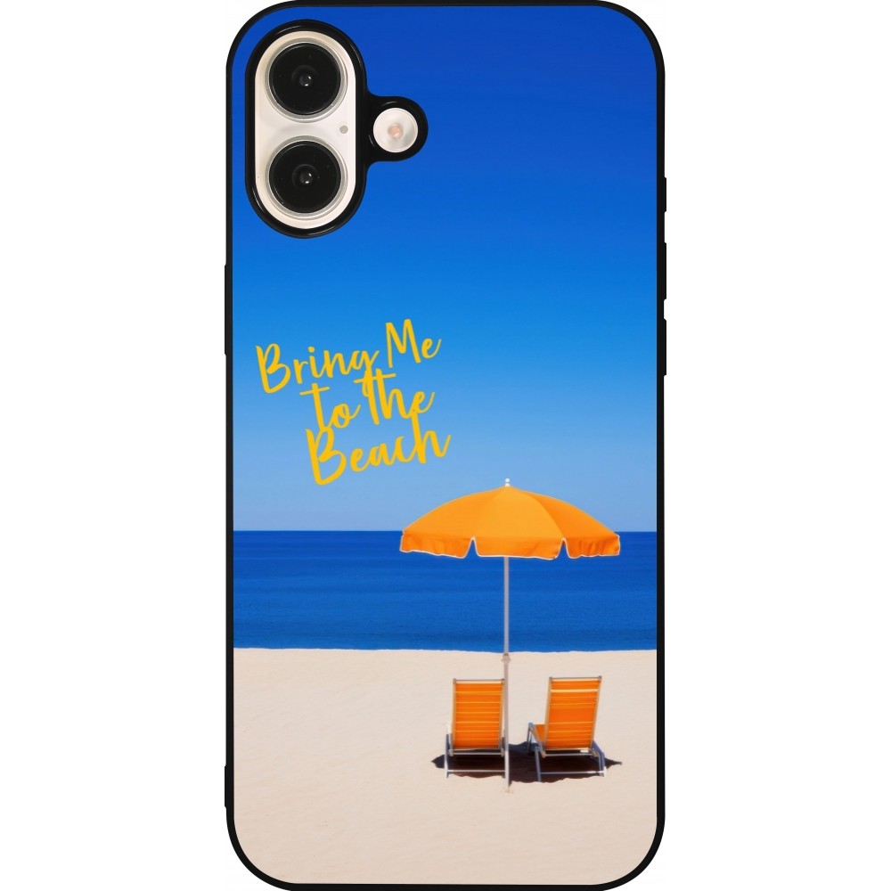 iPhone 16 Plus Case Hülle - Silikon schwarz Summer 2025 Bring me to the beach