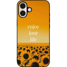 Coque iPhone 16 Plus - Silicone rigide noir Summer 2025 Enjoy your life