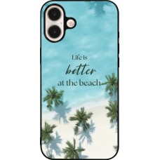 iPhone 16 Plus Case Hülle - Silikon schwarz Summer 2025 Life is better at the beach