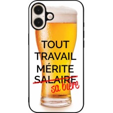 iPhone 16 Plus Case Hülle - Silikon schwarz Tout travail mérite sa bière