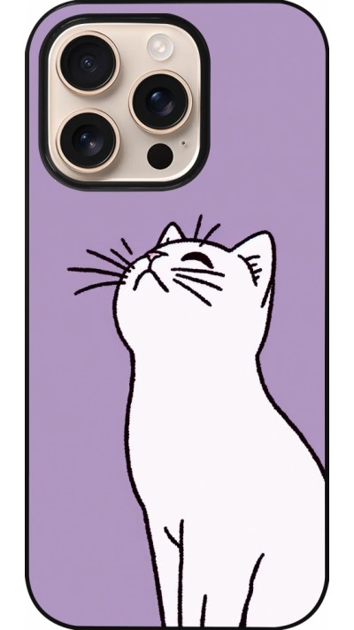 Coque iPhone 16 Pro - Chat sur fond violet
