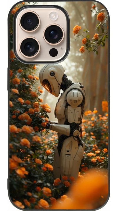 Coque iPhone 16 Pro - Silicone rigide noir Astronaut flowers 2025