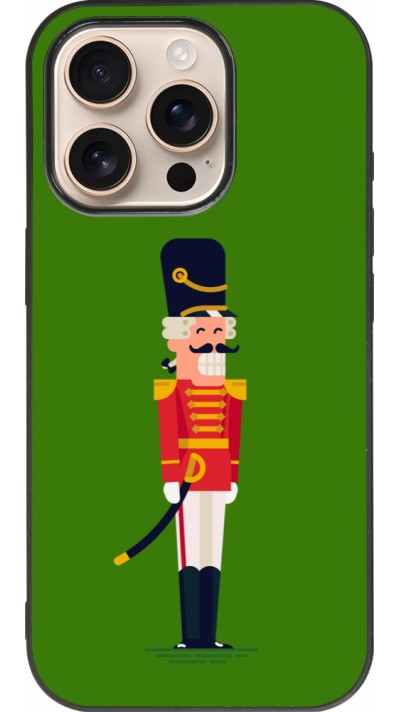 Coque iPhone 16 Pro - Silicone rigide noir Christmas 25 Nutcracker Green