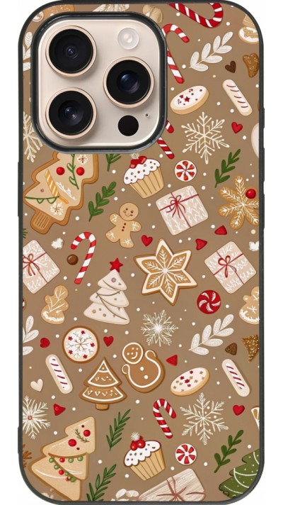 iPhone 16 Pro Case Hülle - Silikon schwarz Christmas 25 Pattern Ginger Cookie