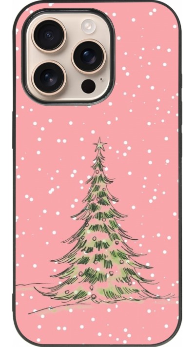 Coque iPhone 16 Pro - Silicone rigide noir Christmas 25 Pink Tree