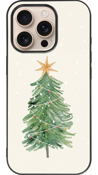 Coque iPhone 16 Pro - Silicone rigide noir Christmas 25 Sketch Tree