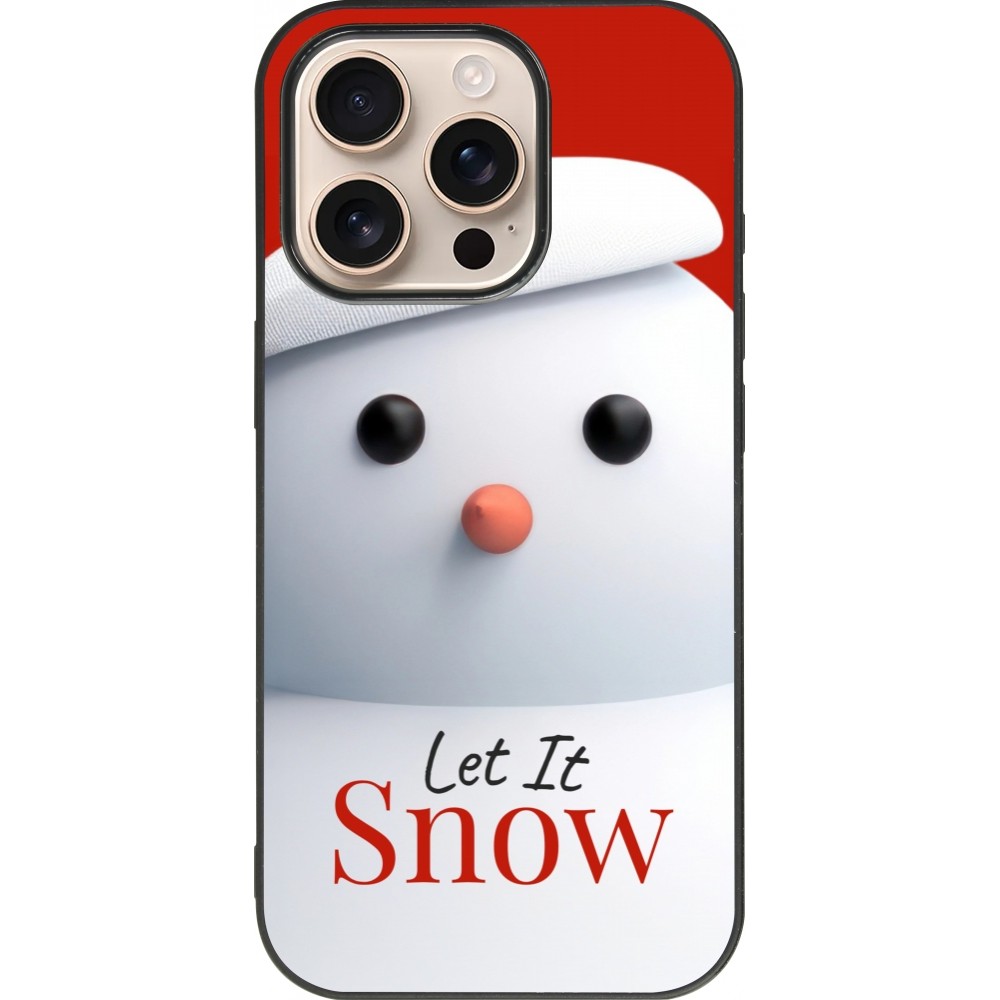 iPhone 16 Pro Case Hülle - Silikon schwarz Christmas 25 Xmas Snowman