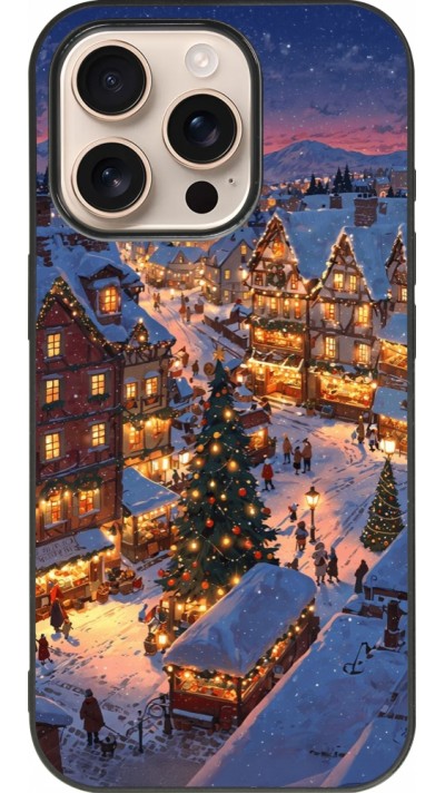 iPhone 16 Pro Case Hülle - Silikon schwarz Christmas 25 Xmas Village