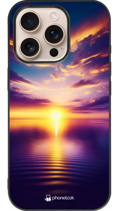 iPhone 16 Pro Case Hülle - Silikon schwarz Sonnenuntergang gelb violett