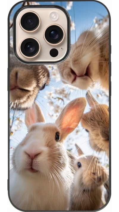 iPhone 16 Pro Case Hülle - Silikon schwarz Easter 2026 Rabbits