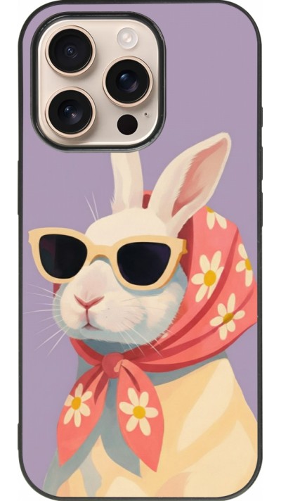 iPhone 16 Pro Case Hülle - Silikon schwarz Easter 2026 Rabbit with scarf