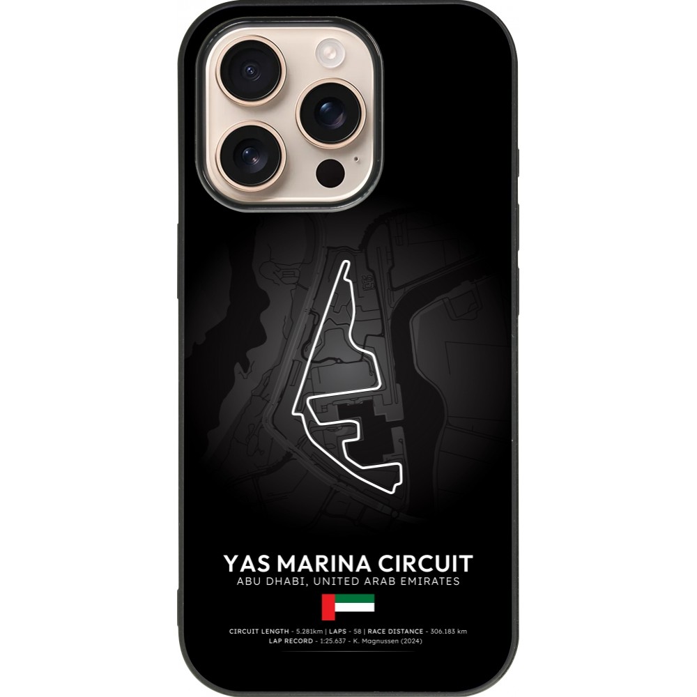 Coque iPhone 16 Pro - Silicone rigide noir F1 Track 2025 Abu Dhabi