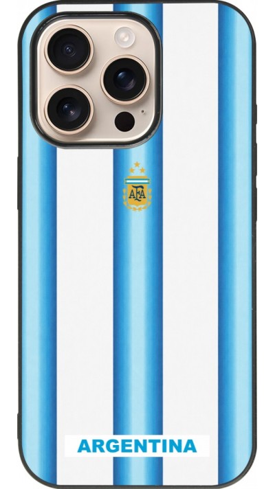 iPhone 16 Pro Case Hülle - Silikon schwarz Argentinien 2026 personalisierbares Fussballtrikot