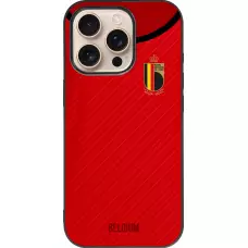 Coque iPhone 16 Pro - Silicone rigide noir Maillot de football Belgique 2022 personnalisable