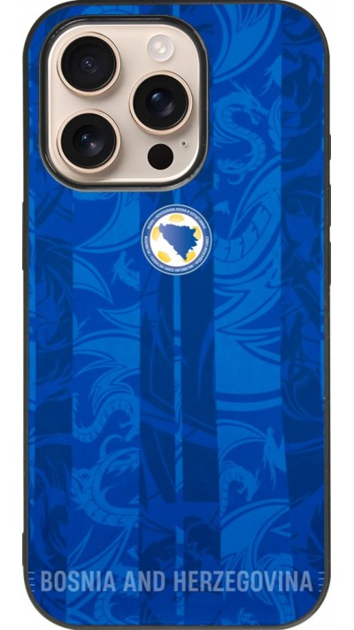 Coque iPhone 16 Pro - Silicone rigide noir Maillot de football Bosnie-Herzégovine 2026 personnalisable