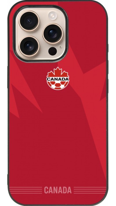 Coque iPhone 16 Pro - Silicone rigide noir Maillot de football Canada 2026 personnalisable