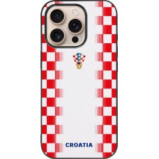 iPhone 16 Pro Case Hülle - Silikon schwarz Kroatien 2026 personalisierbares Fussballtrikot