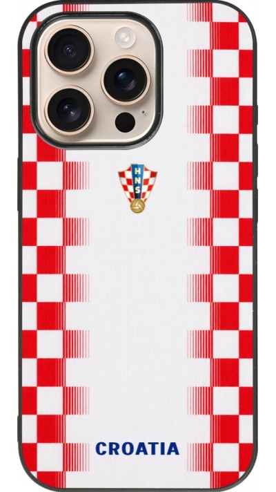 iPhone 16 Pro Case Hülle - Silikon schwarz Kroatien 2026 personalisierbares Fussballtrikot