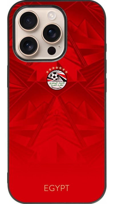 Coque iPhone 16 Pro - Silicone rigide noir Maillot de football E?gypte 2026 personnalisable