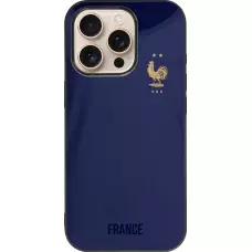 Coque iPhone 16 Pro - Silicone rigide noir Maillot de football France 2022 personnalisable