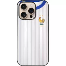 Coque iPhone 16 Pro - Silicone rigide noir Maillot de football France Extérieur personnalisable