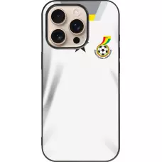 Coque iPhone 16 Pro - Silicone rigide noir Maillot de football Ghana 2022 personnalisable