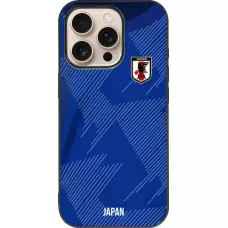 Coque iPhone 16 Pro - Silicone rigide noir Maillot de football Japon 2022 personnalisable
