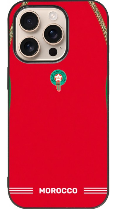 iPhone 16 Pro Case Hülle - Silikon schwarz Marokko 2026 personalisierbares Fussballtrikot