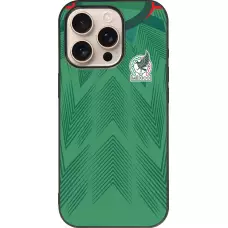 Coque iPhone 16 Pro - Silicone rigide noir Maillot de football Mexique 2022 personnalisable