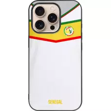 Coque iPhone 16 Pro - Silicone rigide noir Maillot de football Senegal 2022 personnalisable