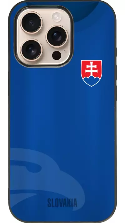 Coque iPhone 16 Pro - Silicone rigide noir Maillot de football Slovaquie