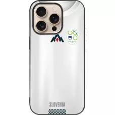 Coque iPhone 16 Pro - Silicone rigide noir Maillot de football Slovénie