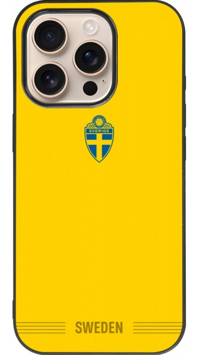 iPhone 16 Pro Case Hülle - Silikon schwarz Schweden 2026 personalisierbares Fussballtrikot