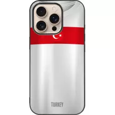 Coque iPhone 16 Pro - Silicone rigide noir Maillot de football Turquie personnalisable