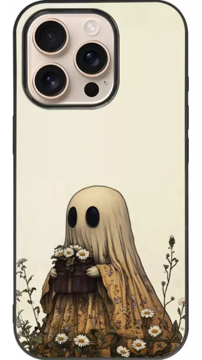 Coque iPhone 16 Pro - Silicone rigide noir Halloween 2025 Ghost gardener