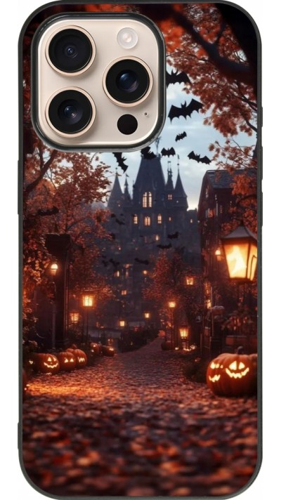 iPhone 16 Pro Case Hülle - Silikon schwarz Halloween 2025 Haunted house