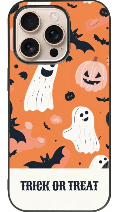 iPhone 16 Pro Case Hülle - Silikon schwarz Halloween 2025 Trick treat