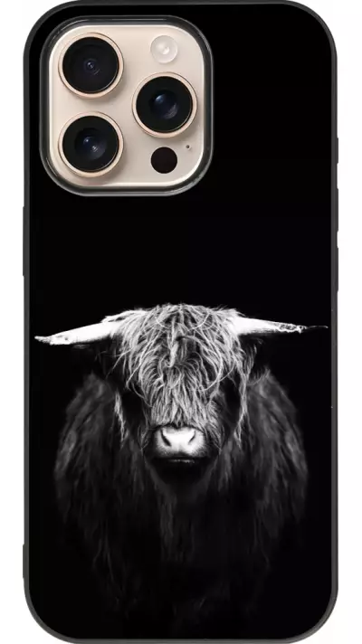 Coque iPhone 16 Pro - Silicone rigide noir Highland calf black