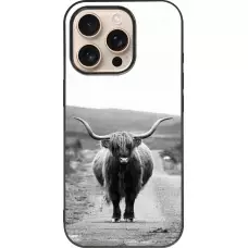 Coque iPhone 16 Pro - Silicone rigide noir Highland cattle